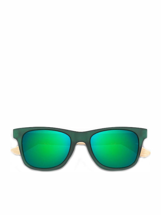 Breo Pelham Dark Green / Natural Wood Bărbați Ochelari de soare cu Verde Din plastic Rame B-AP-PELM5