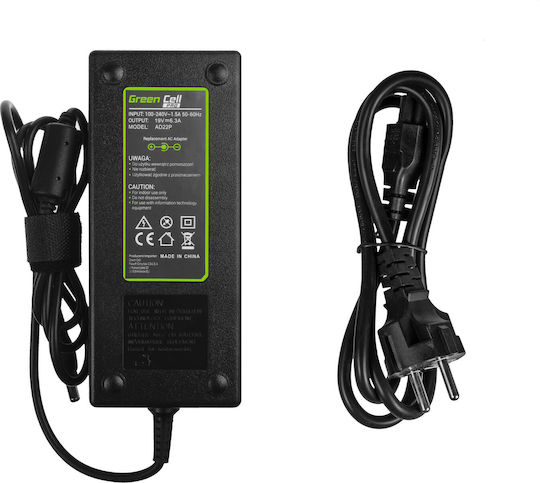 Green Cell Φορτιστής Laptop 120W 19V 6.3A για MSI με Αποσπώμενο Καλώδιο Τροφοδοσίας