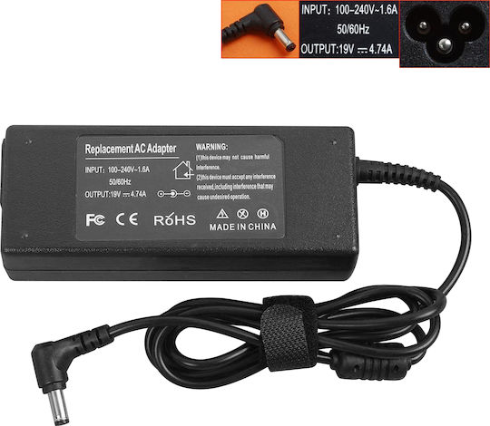 Lamtech Φορτιστής Laptop 90W 19V 4.74A για Lenovo χωρίς Καλώδιο Τροφοδοσίας
