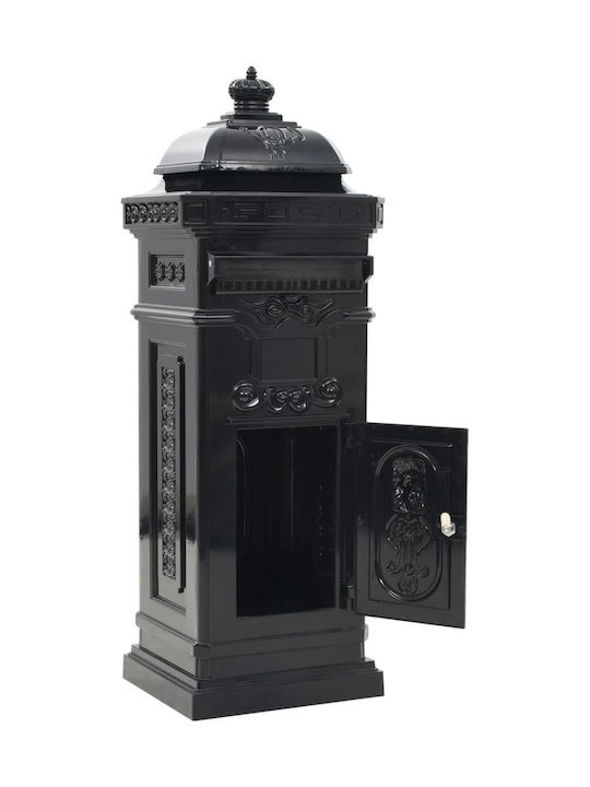 vidaXL Vintage Outdoor Mailbox Metallic in Black Color 35.5x32x102.5cm