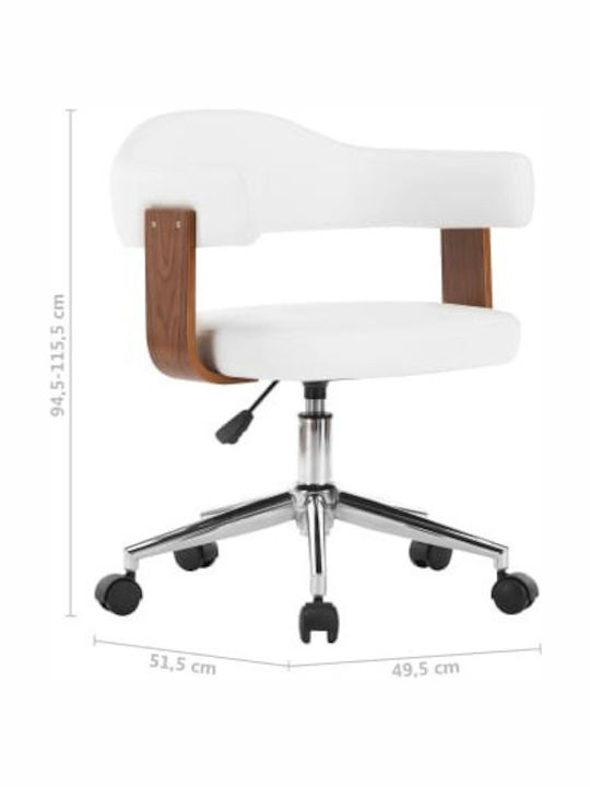 Swivel Visitor Armchair with Wheels Λευκή 49.5x51.5x94cm