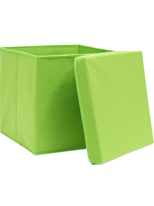 vidaXL Fabric Storage box with Cap Green 28x28x28cm 4pcs