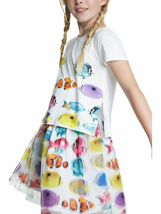 Children's Dress Short Sleeve Tulle White