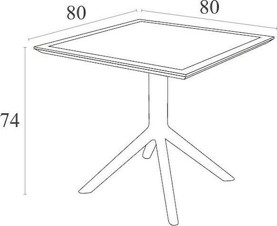 Tisch für kleine Außenbereiche Stabil Sky Olive Green 80x80x74cm