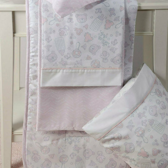 Down Town Home Baby Sheets Set Crib Cotton Satin Gray 125x175cm 3pcs