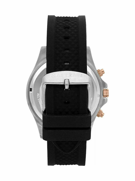 Maserati Men's Watch 44mm Chronograph Battery with Black Rubber Strap