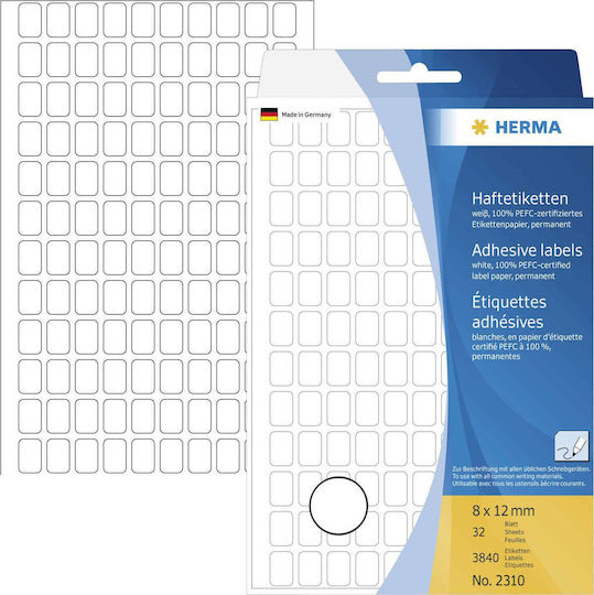 Herma 3840Stück Klebeetiketten in Weiß Farbe 8x12mm