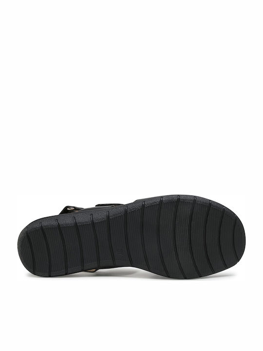 Leather Women's Flat Sandals Anatomic in Black Color