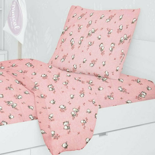 Dimcol Birds Baby Pillowcase Made of 100% Cotton Pink 35x45cm
