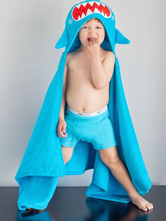 Zoocchini Βρεφική Κάπα-Μπουρνούζι με Κουκούλα Sherman The Shark Γαλάζια 127x55εκ.