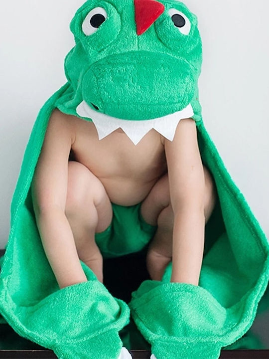 Zoocchini Baby Bath Towel-Bathrobe Hooded Devin The Dinosaur Green 127x55cm