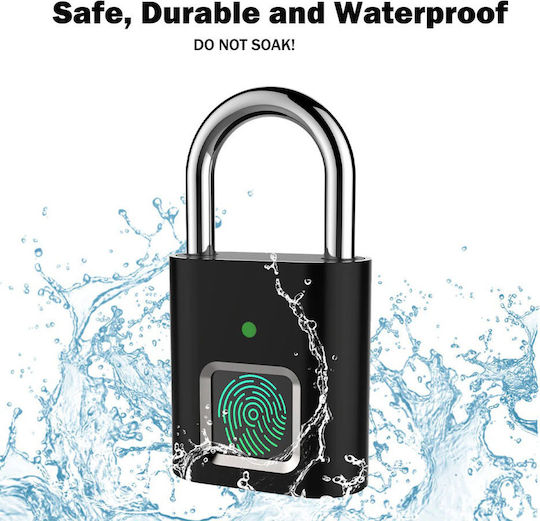 Padlock Brass With Fingerprint 50mm Black 50mm Black 1pcs