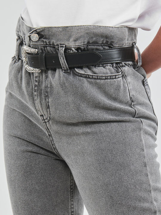 Hoch tailliert Damenjeans in Paperbag-Passform Gray