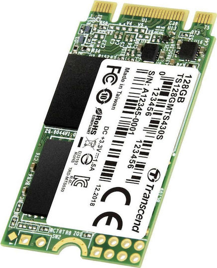Transcend 430S SSD 128GB τύπου M.2 με σύνδεση SATA III TS128GMTS430S