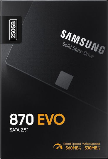 Samsung 870 Evo SSD 250GB Тип 2.5'' със Свързване SATA III MZ-77E250B/EU