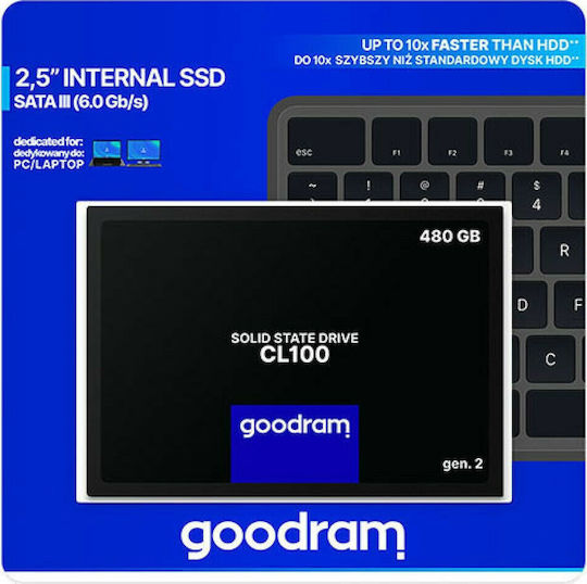 GoodRAM CL100 Gen.3 SSD 480GB Тип 2.5'' с Връзка SATA III SSDPR-CL100-480-G3