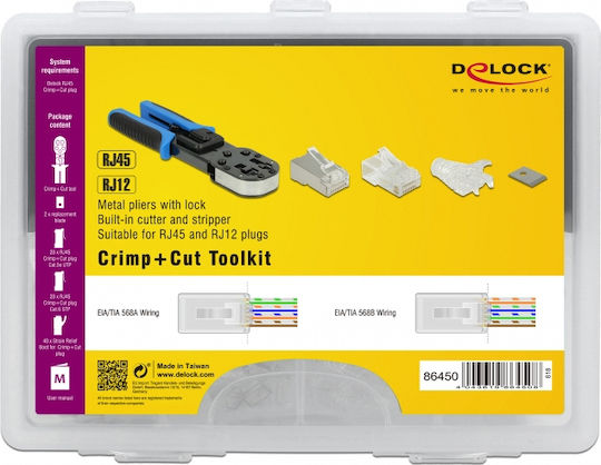 DeLock Network Cable Stripper Pliers RJ45 Crimp Cut Toolkit