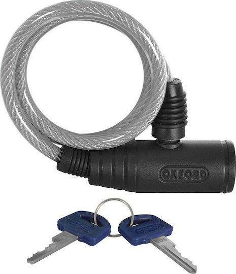 Oxford Bumper Cable Κλειδαριά Ποδηλάτου Κουλούρα με Κλειδί Ασημί