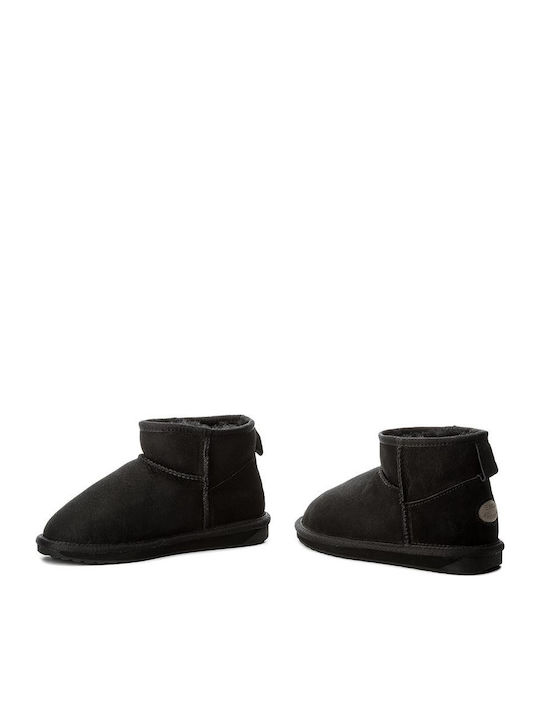 Stinger Suede Women's Ankle Boots with Fur Black
