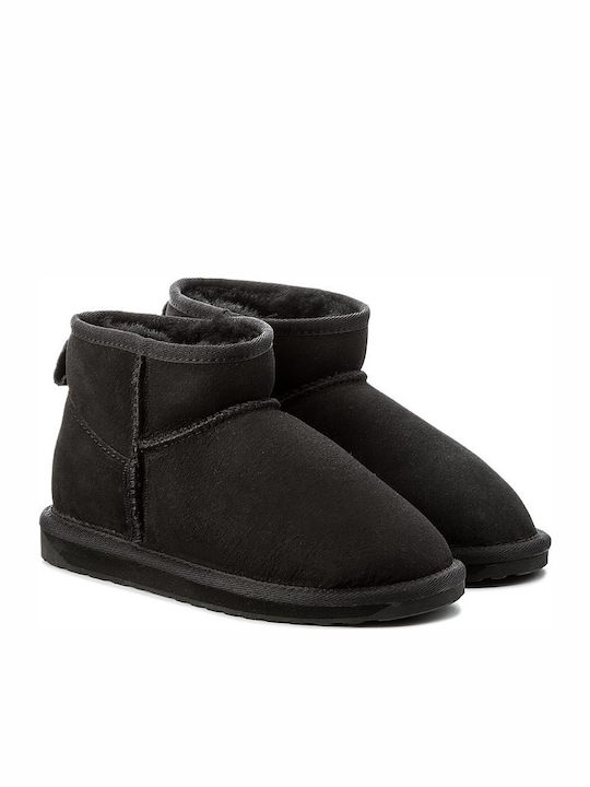 Stinger Suede Women's Ankle Boots with Fur Black