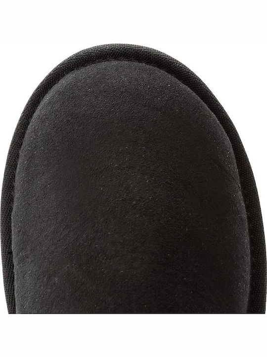 Stinger Suede Women's Ankle Boots with Fur Black