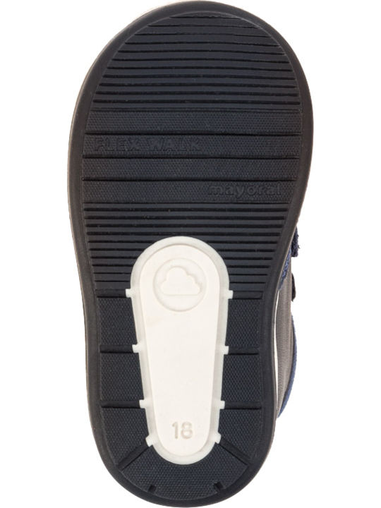 Leather Kids Boots with Velcro Navy Blue