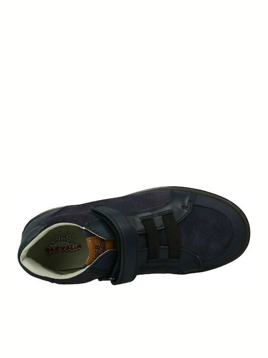 Anatomical Leather Kids Boots with Velcro Navy Blue