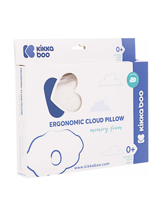 Kikka Boo Βρεφικό Μαξιλάρι Ύπνου Memory Foam Ergonomic Clouds Λευκό 19x29εκ.