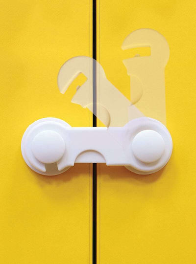 FreeOn Cabinet & Drawer Lock with Sticker made of Plastic in White Color 2pcs