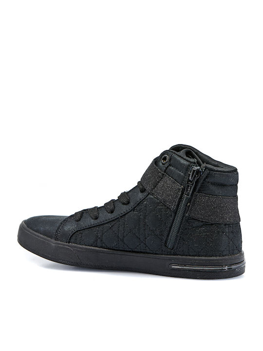 Shoutouts Quilted Kicks Kids Boots with Zipper Black