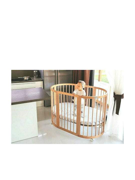 IngVart Convertible Baby Crib Smart Oval Oak for Mattress 60x125cm