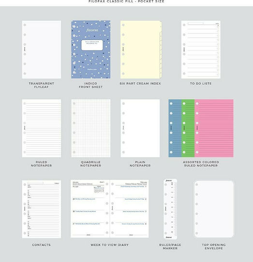 Filofax Indigo Pocket Daily Organizer (Various Designs)