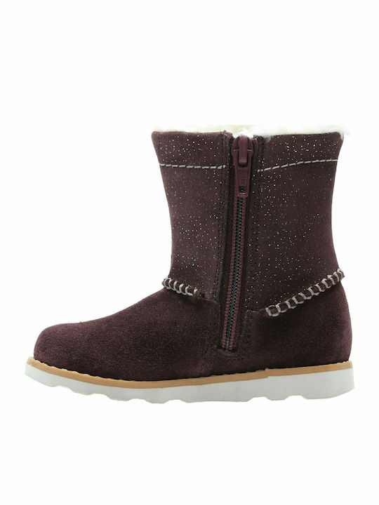 Crown Piper T Suede Παιδικά Μποτάκια με Φερμουάρ Μπορντό