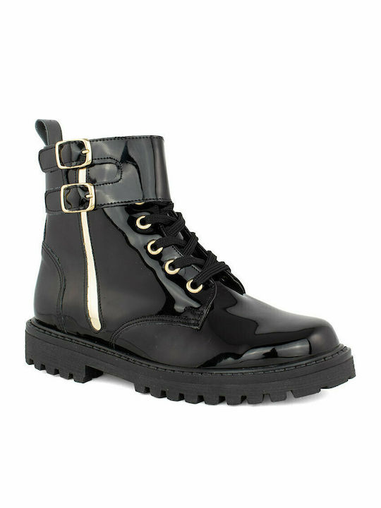 1821 Anatomical Leather Kids Boots with Zipper Black