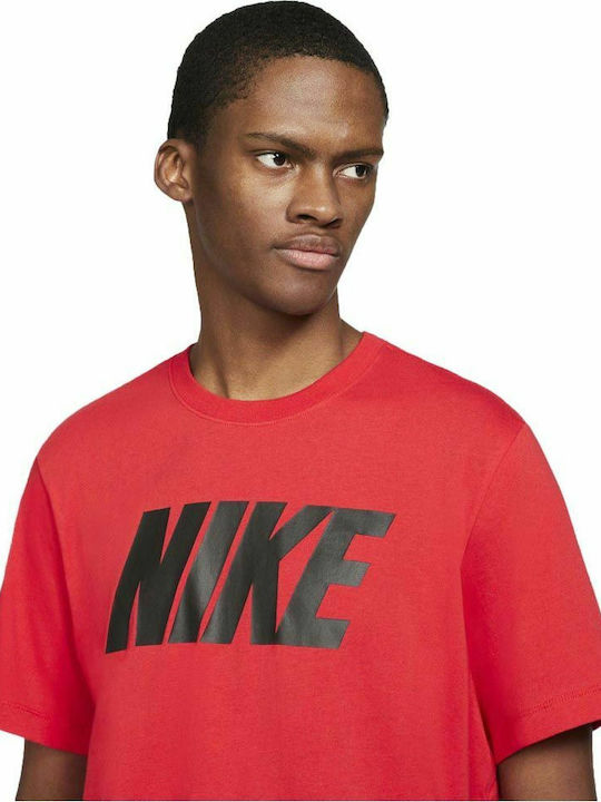 Nike Icon Block Αθλητικό Ανδρικό T-shirt Κόκκινο με Λογότυπο
