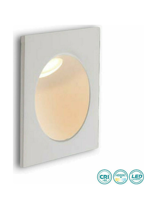 Fan Europe Onyx Τετράγωνο Μεταλλικό Χωνευτό Σποτ με Ενσωματωμένο LED και Φυσικό Λευκό Φως 2W Λευκό 9x9εκ.