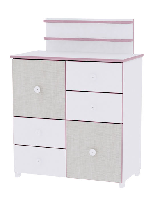 Cupboard Baby Dresser with 4 Drawers White/Blue Elm 83x71x96cm