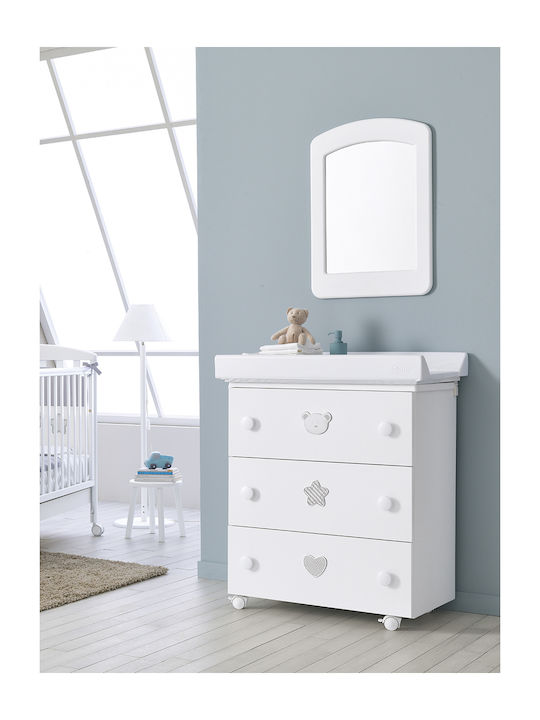 Birillo Baby Dresser with 3 Drawers White 76x45x90cm