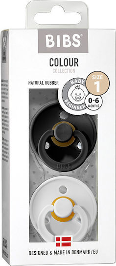 Bibs Colour Pacifiers Rubber Black / White for 6-18 months 2pcs