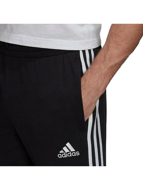 Essentials 3 Stripes Παντελόνι Φόρμας με Λάστιχο Μαύρο