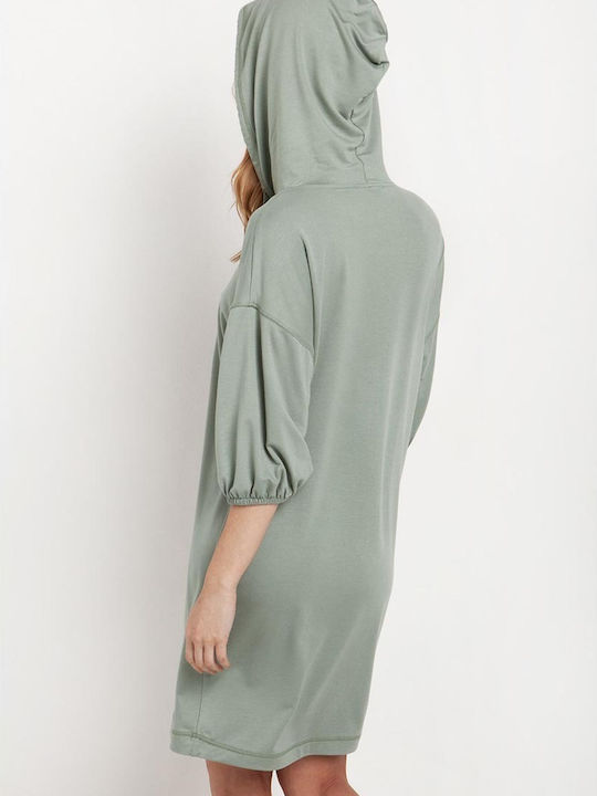 Desiree Mini Dress with Hood Green