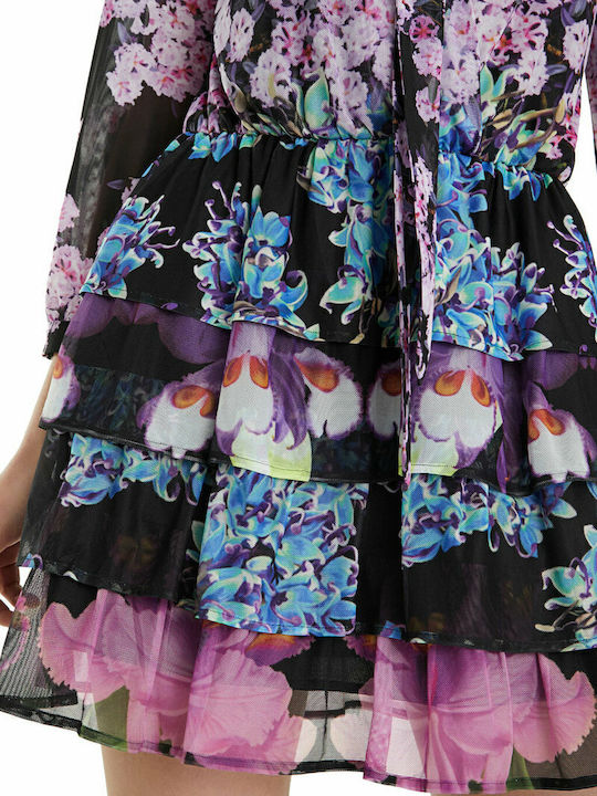 Olimpia Summer Mini Dress with Ruffle Floral