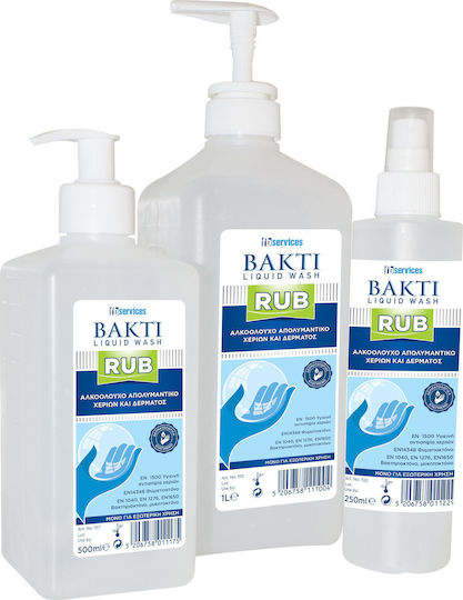 FB Services Baktiwash Liquid Rub Υγρό Αντισηπτικό Χεριών με Αντλία 1000ml Natural