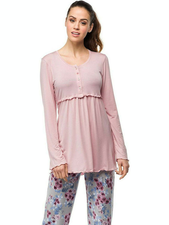 Vamp Winter Damen Pyjama-Set Rosa 4156