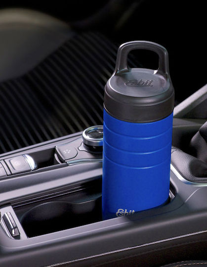 Esbit Majoris Thermo Becher Isoliertes Deckel Glas Thermos Rostfreier Stahl BPA-frei 450ml Blau mit Mundstück und Schlinge