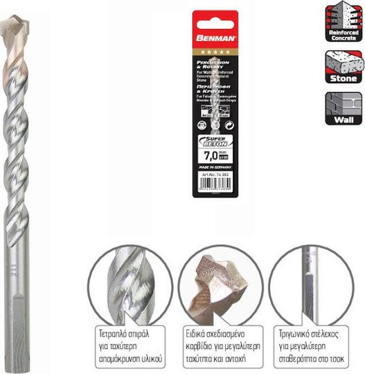 Benman Diamond Drill Carbide with Triangular Shank for Masonry 6x400mm