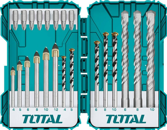 Total Set of 22 Diamond Drills with SDS Plus Shank for Wood, Glass and Tiles