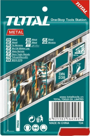 Total Drill HSS DIN 338 HSS with Cylindrical Shank for Metal 13mm