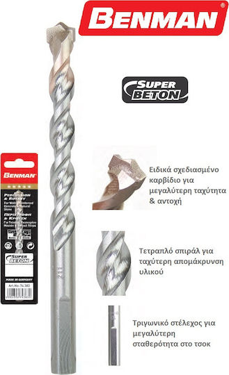 Benman Diamond Drill Carbide with Triangular Shank for Masonry 5x85mm