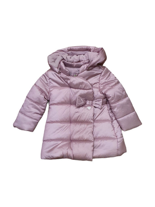 Birba Trybeyond Kids Casual Jacket Long with Lining & Protection Hood Pink Μπουφάν Με Επένδυση Fleece & Κουκούλα 77032